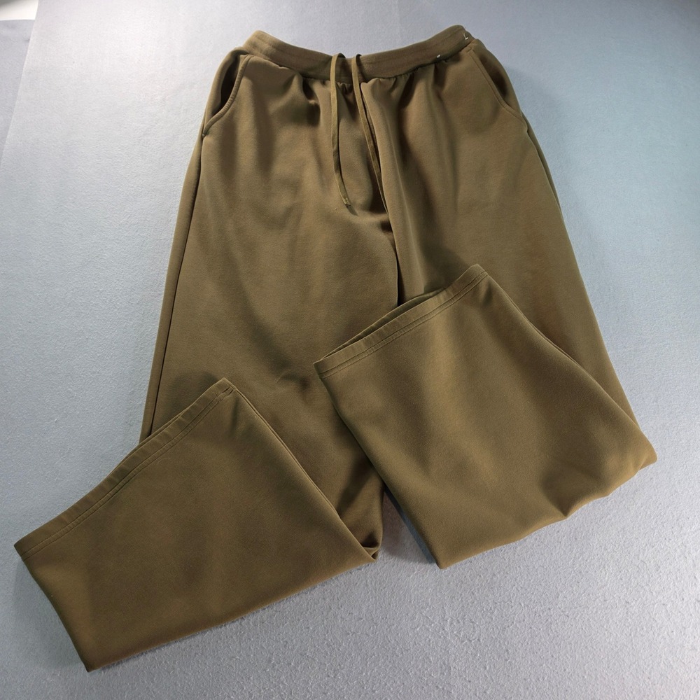 Uniqlo DRY Sweat Wide Leg Pants Olive Brown Lounge Drawstring Casual L